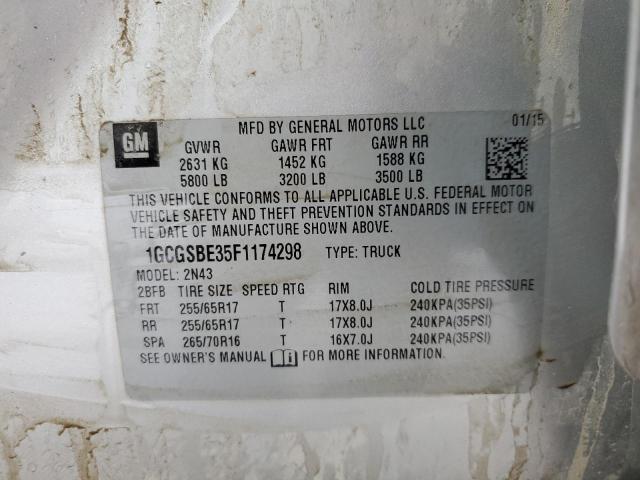 1GCGSBE35F1174298 - 2015 CHEVROLET COLORADO L SILVER photo 10