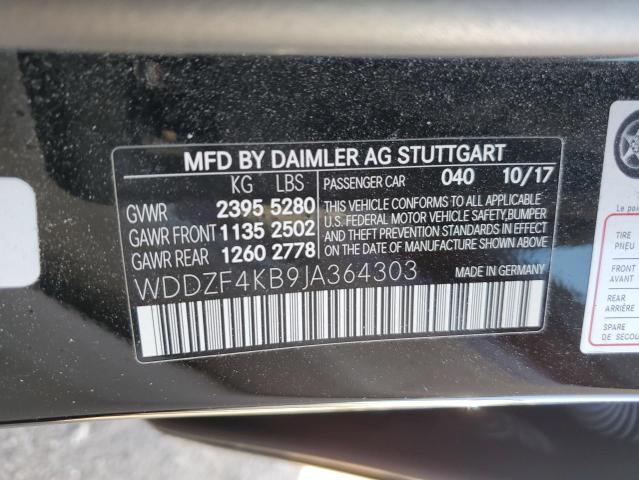 WDDZF4KB9JA364303 - 2018 MERCEDES-BENZ E 300 4MAT BLACK photo 10