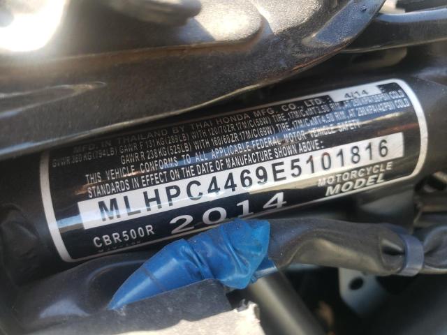 MLHPC4469E5101816 - 2014 HONDA CBR500 R BLACK photo 10