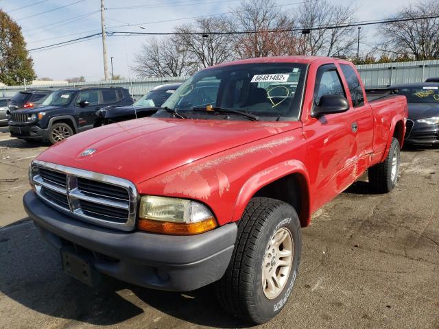 1D7HG12K14S520498 - 2004 DODGE DAKOTA SXT RED photo 2