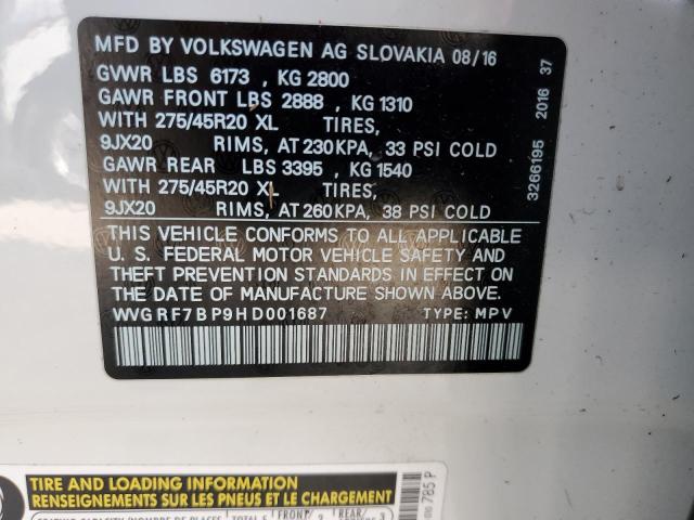 WVGRF7BP9HD001687 - 2017 VOLKSWAGEN TOUAREG WO WHITE photo 13