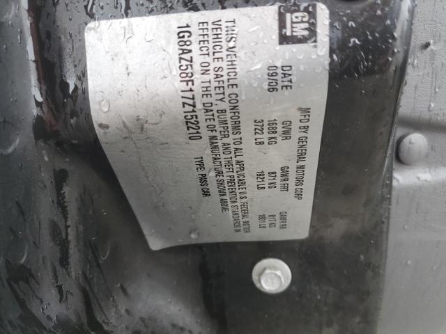 1G8AZ58F17Z152210 - 2007 SATURN ION LEVEL BLACK photo 10