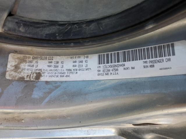 1C3LC45K68N224494 - 2008 CHRYSLER SEBRING SILVER photo 12