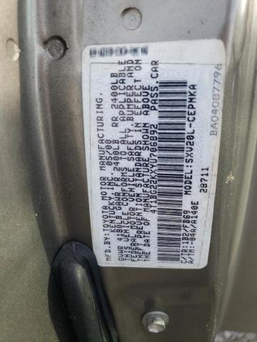 4T1BG22KXYU706892 - 2000 TOYOTA CAMRY CE GRAY photo 10