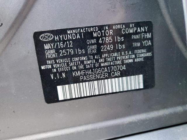 KMHFH4JG6CA170704 - 2012 HYUNDAI AZERA GLS GRAY photo 10