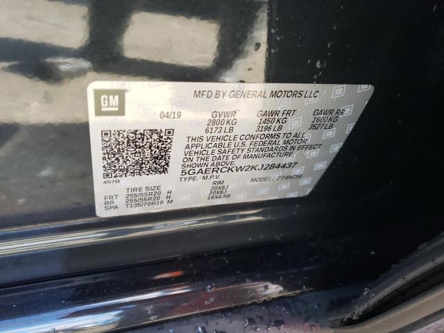 5GAERCKW2KJ284437 - 2019 BUICK ENCLAVE PR GRAY photo 10
