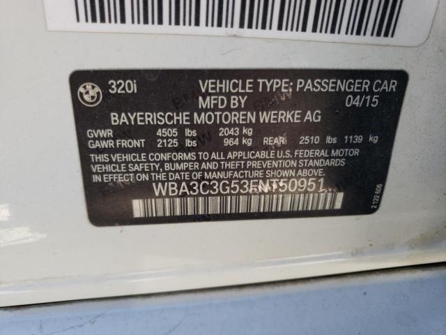 WBA3C3G53FNT50951 - 2015 BMW 320 I XDRI WHITE photo 10