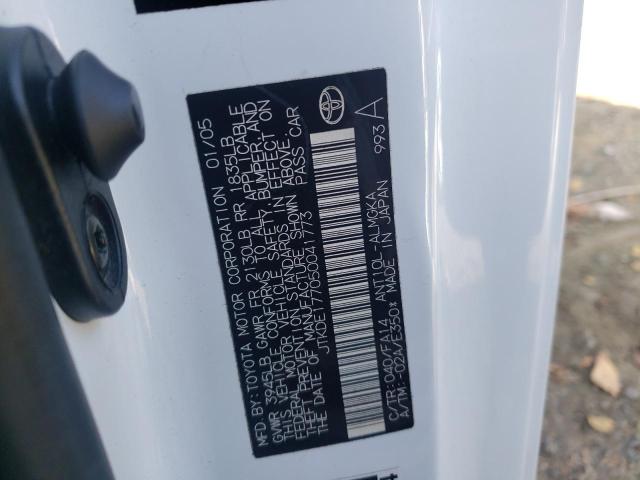 JTKDE177050041773 - 2005 TOYOTA SCION TC თეთრი ფოტო 10
