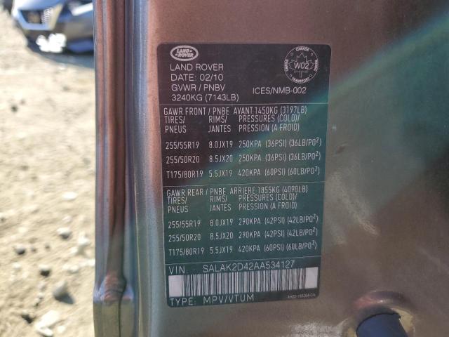 SALAK2D42AA534127 - 2010 LAND ROVER LR4 HSE LU BROWN photo 10