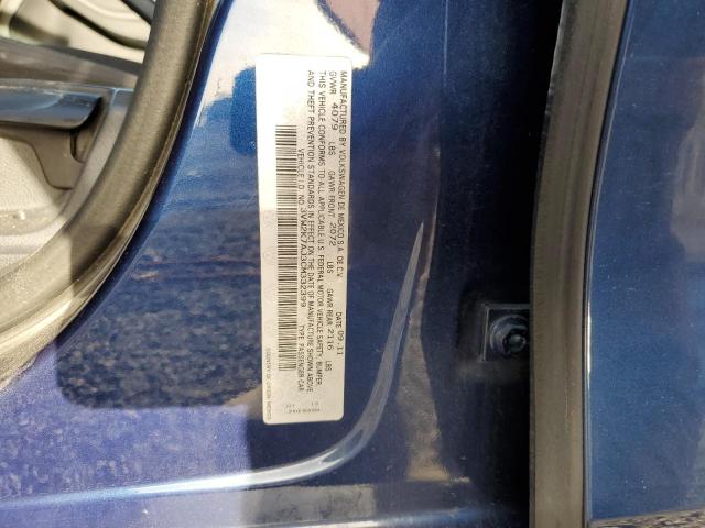 3VW2K7AJ3CM332399 - 2012 VOLKSWAGEN JETTA BASE BLUE photo 10