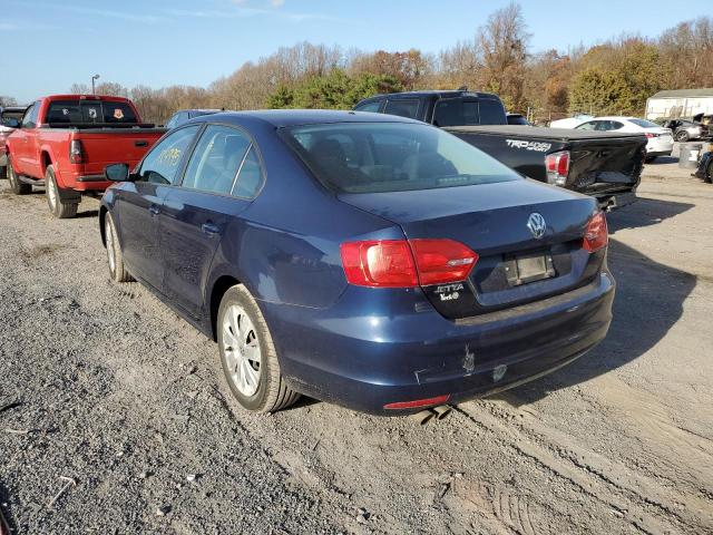 3VW2K7AJ3CM332399 - 2012 VOLKSWAGEN JETTA BASE BLUE photo 3