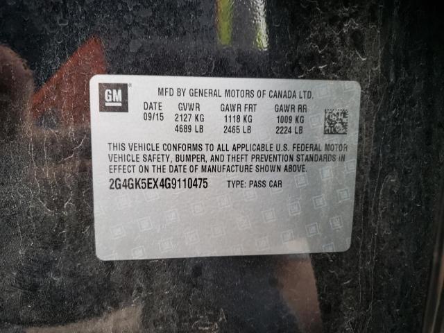 2G4GK5EX4G9110475 - 2016 BUICK REGAL BLACK photo 10