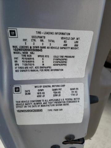 1G2NE52E6XC508645 - 1999 PONTIAC GRAND AM S SILVER photo 10