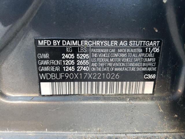 WDBUF90X17X221026 - 2007 MERCEDES-BENZ E 550 4MAT GRAY photo 10