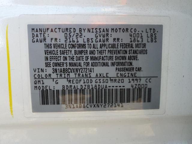 3N1AB8CVXNY272141 - 2022 NISSAN SENTRA SV WHITE photo 12