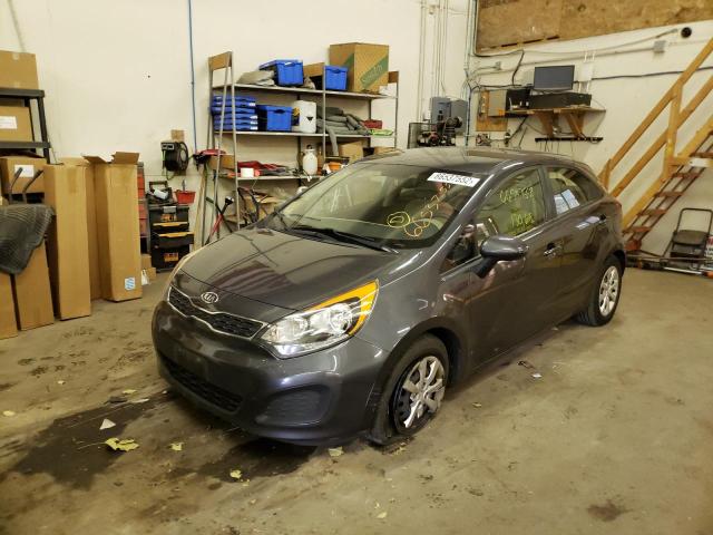 KNADN5A3XD6096938 - 2013 KIA RIO EX GRAY photo 2