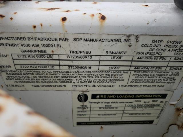 1S9LT212691313570 - 2009 UTILITY TRAILER თეთრი ფოტო 10
