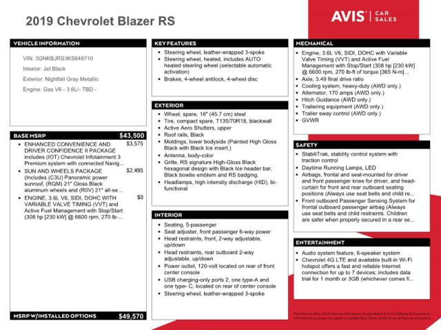 3GNKBJRS3KS648710 - 2019 CHEVROLET BLAZER RS CHARCOAL photo 10