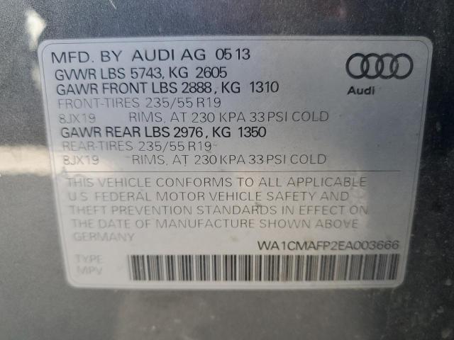 WA1CMAFP2EA003666 - 2014 AUDI Q5 TDI PRE GRAY photo 10