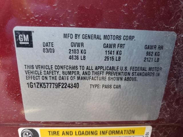 1G1ZK57779F224340 - 2009 CHEVROLET MALIBU LTZ მუქწითელი ფოტო 10