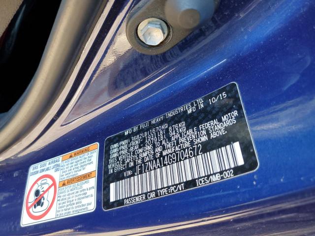 JF1ZNAA14G9704672 - 2016 TOYOTA SCION FR-S BLUE photo 10