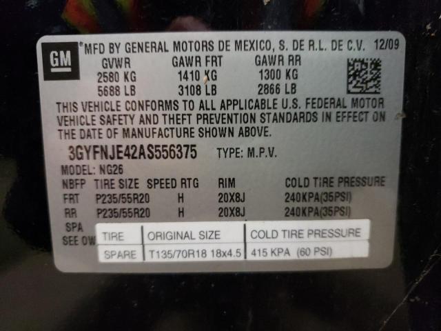 3GYFNJE42AS556375 - 2010 CADILLAC SRX PERFOR შავი ფოტო 10