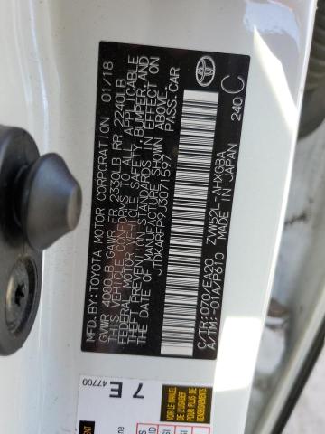 JTDKARFP9J3071597 - 2018 TOYOTA PRIUS PRIM Weiß Foto 10