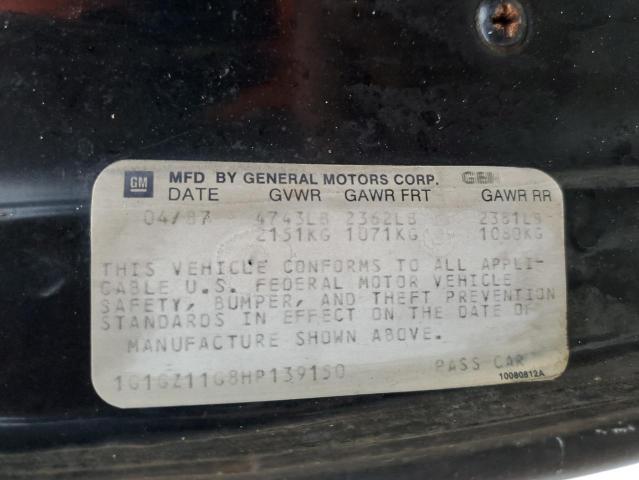 1G1GZ11G8HP139150 - 1987 CHEVROLET MONTE CARL 黑色 照片 10