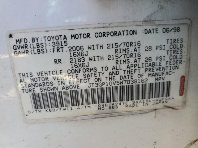 JT3GP10V5W7038162 - 1998 TOYOTA RAV4 WHITE photo 10