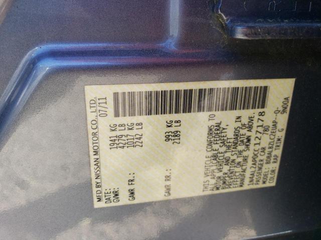 1N4AL2AP0CC127178 - 2012 NISSAN ALTIMA BAS BLUE photo 10