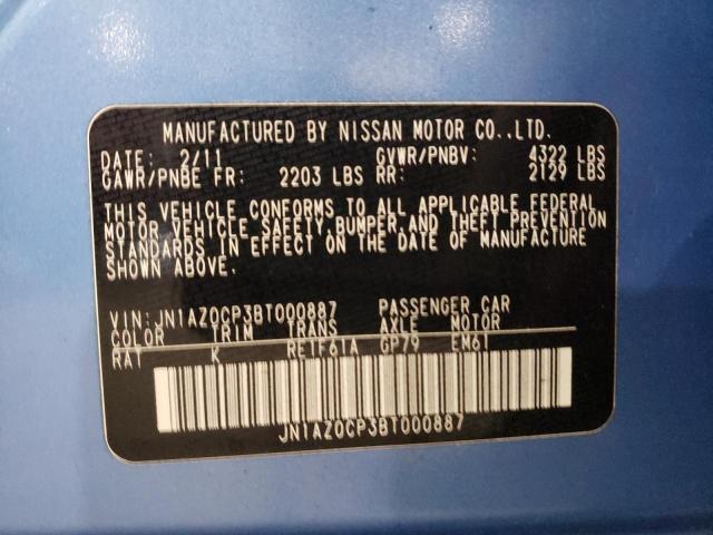 JN1AZ0CP3BT000887 - 2011 NISSAN LEAF SV BLUE photo 10