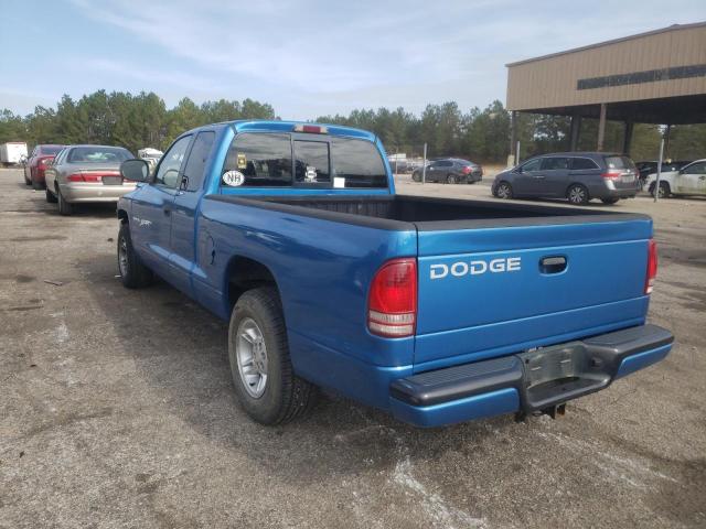 1B7GL22X4YS553696 - 2000 DODGE DAKOTA BLUE photo 3