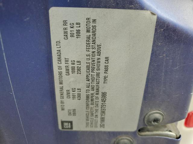 2G1WK15K979145986 - 2007 CHEVROLET MONTE CARL 蓝色 照片 10