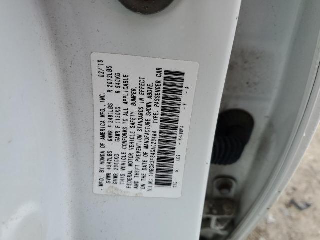 1HGCR3F84GA020484 - 2016 HONDA ACCORD EXL WHITE photo 12