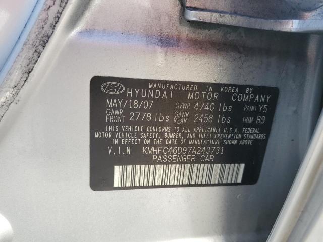 KMHFC46D97A243731 - 2007 HYUNDAI AZERA GLS SILVER photo 12