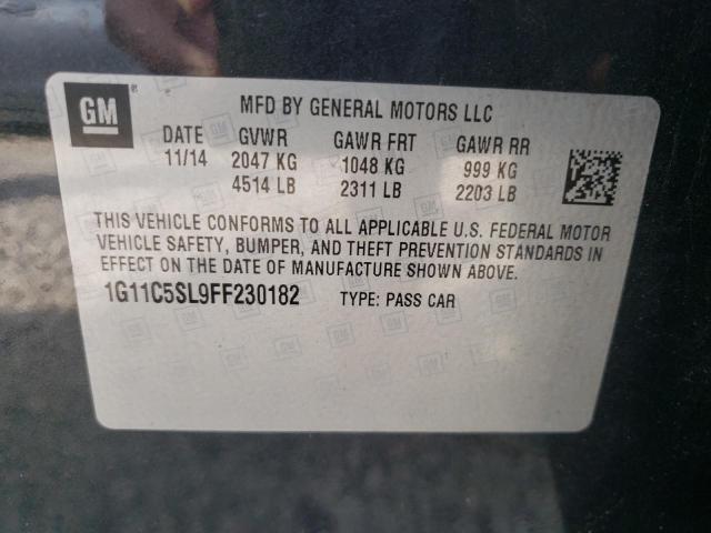 1G11C5SL9FF230182 - 2015 CHEVROLET MALIBU 1LT Сұр фото 10