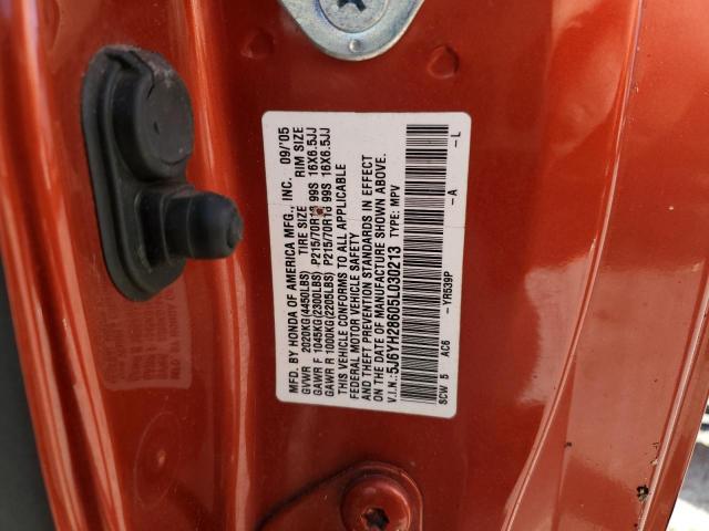 5J6YH28605L030213 - 2005 HONDA ELEMENT-4 ORANGE photo 10