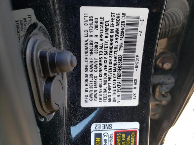 19XFA1F65BE036933 - 2011 HONDA CIVIC LX-S Қара фото 10