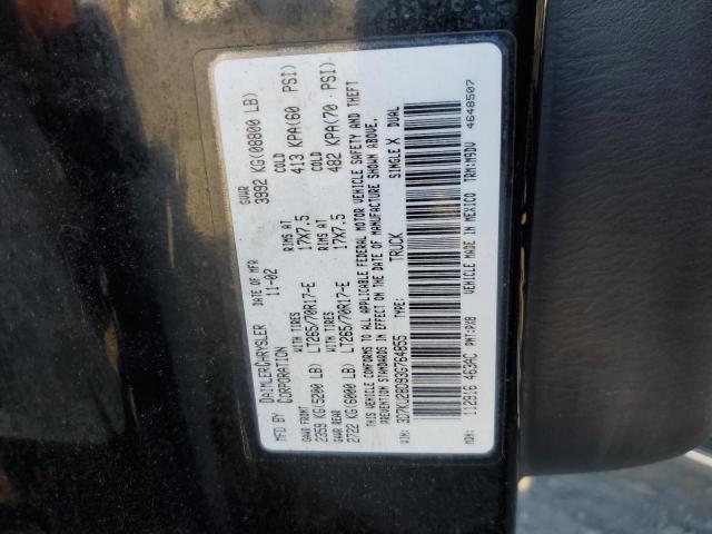 3D7KU28D93G764855 - 2003 DODGE RAM 2500 S BLACK photo 10