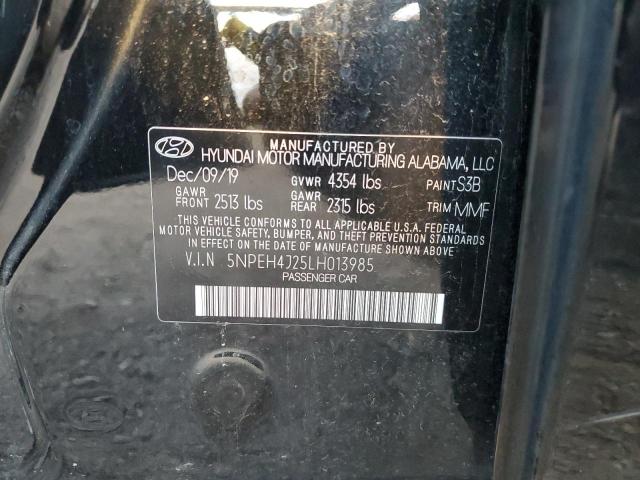 5NPEH4J25LH013985 - 2020 HYUNDAI SONATA LIM BLACK photo 10