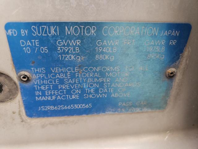 JS2RB62S665300565 - 2006 SUZUKI AERIO SILVER photo 13