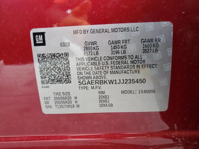 5GAERBKW1JJ235450 - 2018 BUICK ENCLAVE ES RED photo 10