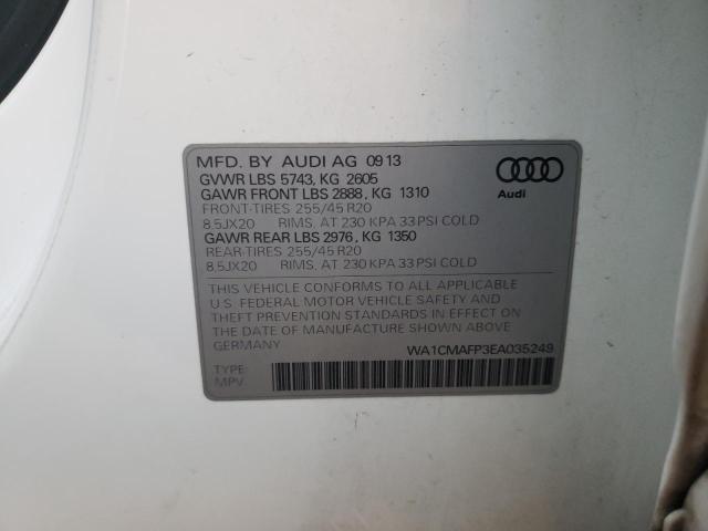 WA1CMAFP3EA035249 - 2014 AUDI Q5 TDI PRE WHITE photo 10