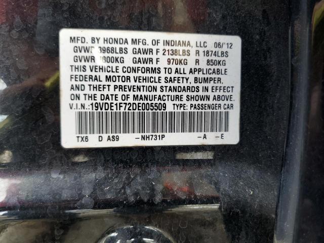 19VDE1F72DE005509 - 2013 ACURA ILX 20 TEC BLACK photo 10