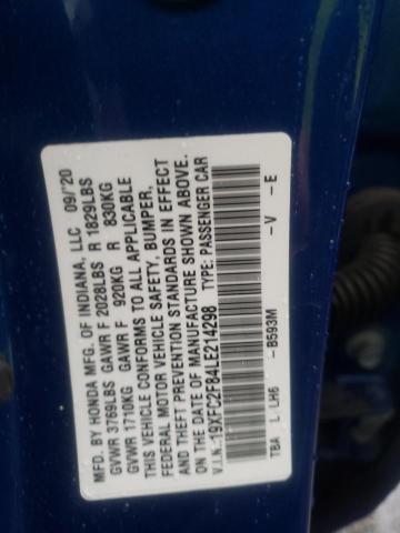 19XFC2F84LE214298 - 2020 HONDA CIVIC SPOR 蓝色 照片 10