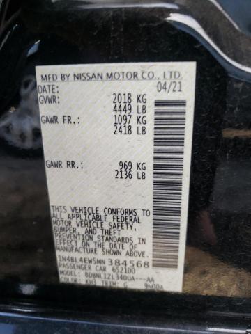 1N4BL4EW5MN384568 - 2021 NISSAN ALTIMA SL BLACK photo 10