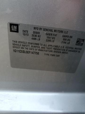 1G11C5SL6EF147758 - 2014 CHEVROLET MALIBU 1LT 银色 照片 10