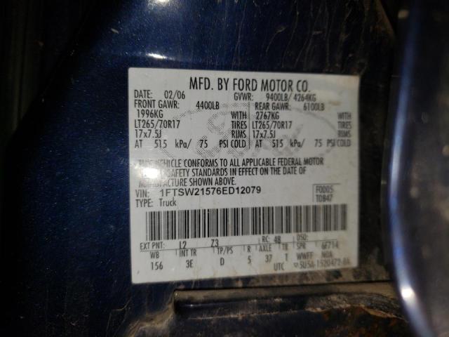 1FTSW21576ED12079 - 2006 FORD F250 SUPER BLUE photo 12