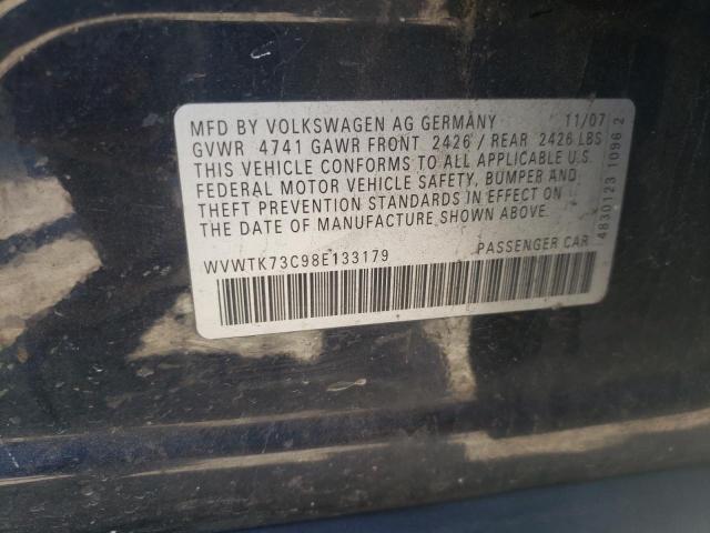 WVWTK73C98E133179 - 2008 VOLKSWAGEN PASSAT WAG BLACK photo 10