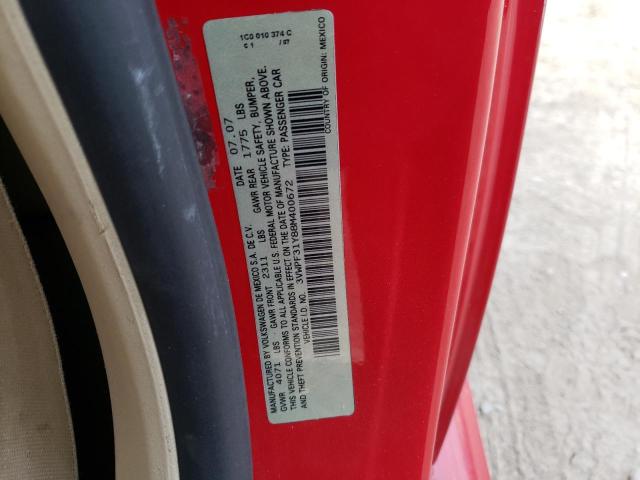 3VWPF31Y88M400672 - 2008 VOLKSWAGEN NEW BEETLE 红色 照片 10